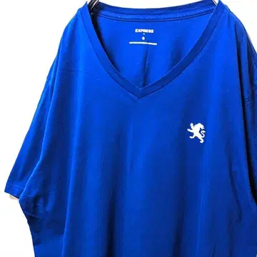 익스프레스 로고 자수 티셔츠 블루 파랑 XL 구제 의류