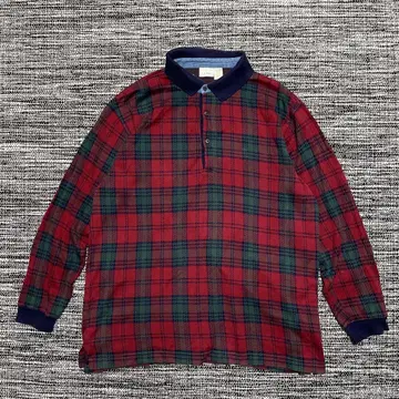 L.L.Bean 80s 스무스 코튼 긴팔 피케 셔츠 체크