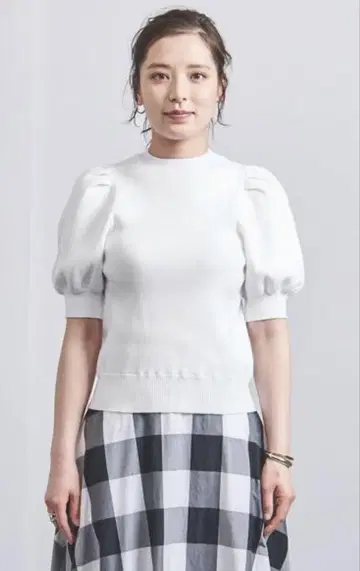 UNITED ARROWS 퍼프 슬리브 반팔 니트