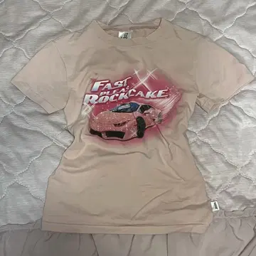 ROCE CAKE 레이싱 슬림 핏 반팔 티셔츠 핑크 피치 T y2k