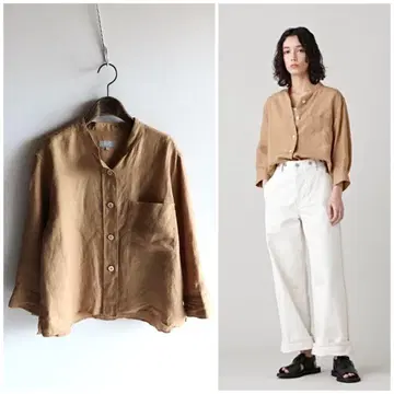 새상품급 23SS 마가렛 호웰 린넨 칼라리스 셔츠 1 블라우스
