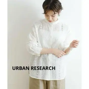 URBAN RESEARCH 어반 리서치 밴드 카라 레이스 셔츠