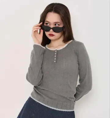 Tina jojun 헨리넥 티셔츠 그레이