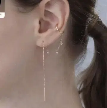 스타 주얼리 골드 체인 이어 커프