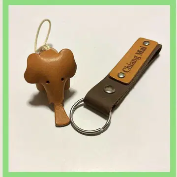 키링 스트랩 천연 가죽 코끼리