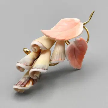 빈티지 쉘 카메오 플로럴 디자인 브로치