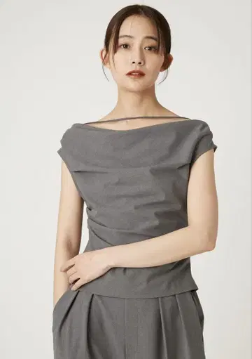 FRAY I.D 프레이 아이디 아지메 드레이프 블라우스 GRY 0 사이즈