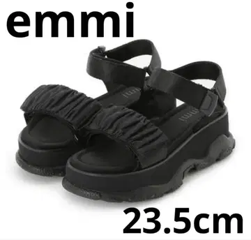emmi 에미 통굽 개더 스트랩 샌들 블랙 23.5cm 새상품