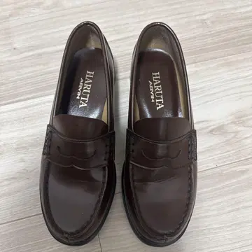 HARUTA 브라운 가죽 로퍼 23cm EEE