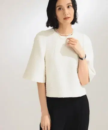 빔즈 트위드 플레어 슬리브 풀오버