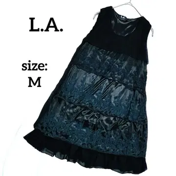 L.A. 라 슬리브리스 무릎 기장 원피스 M 사이즈 블랙 블랙
