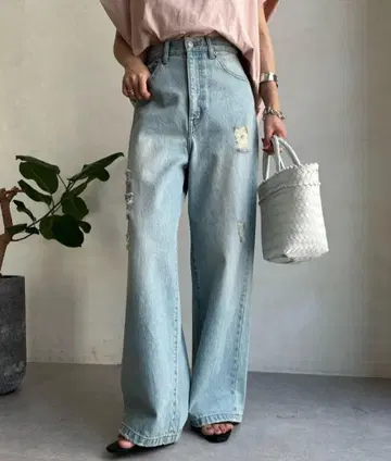 DOUDOU 데미지 와이드 데님 사이즈 38
