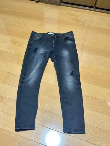 자라 블랙 데님 데미지 데님