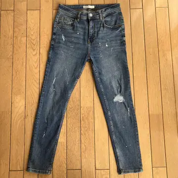 ZARA 데님 청바지 스키니 데미지 페인트 자라