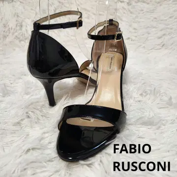 FABIO RUSCONI 블랙 오픈토 샌들 에나멜 스트랩