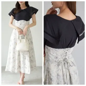 tocco closet 빅 칼라 백 레이스업 도킹 원피스