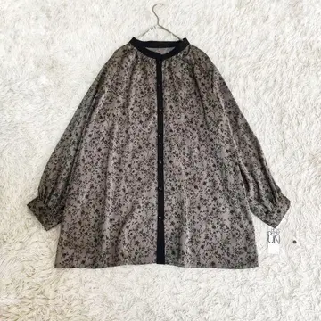 TROIS DEUX UN 꽃무늬 밴드 카라 브라운 일본제