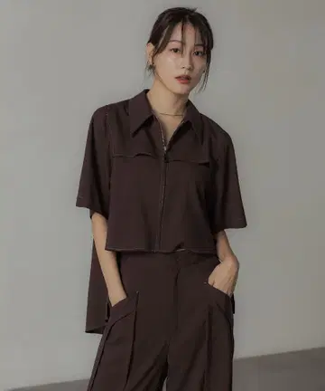 PUBLIC TOKYO 드라이 트로 숏 지퍼 셔츠