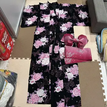 여성용 유카타 세트 유카타 오비 나비 라메 라메라메라