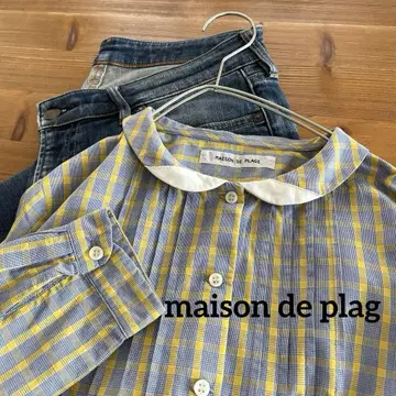 maison de plag 둥근 카라 라운드 칼라 턱 셔츠 블라우스