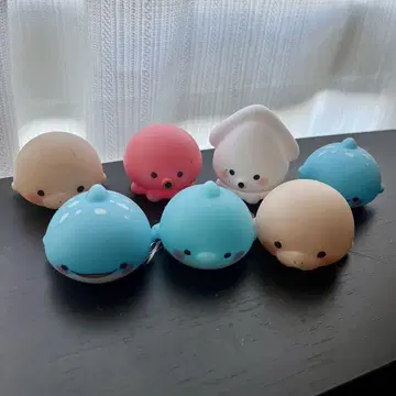 돌고래, 오징어, 문어, 물개, 바다 생물 캡슐 토이 6개 세트