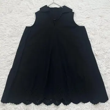 45R 최근 포플린 컷워크 튜닉 슬리브리스 블랙 S 일본제