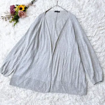 대형 [23구] 린넨 100 오픈 프론트 가디건 7부 소매 그레이 3L