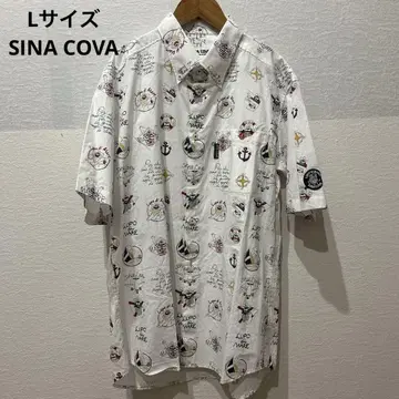 SINA COVA 해양 테마 반팔 셔츠 L 사이즈 마린 남성용