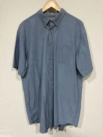 90s L.L.Bean 남성용 반팔 버튼 다운 옥스퍼드 셔츠