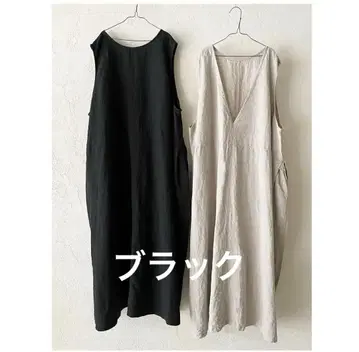 nest robe 블랙 린넨 백 V 원피스 블랙