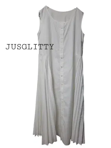 JUSGLITTY 화이트 슬리브리스 셔츠 원피스