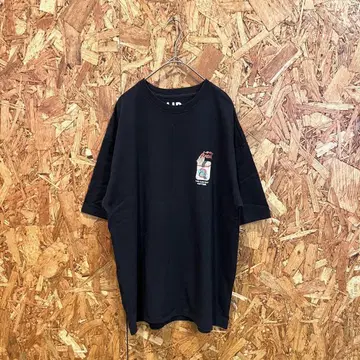 LID BREAK 반팔 티셔츠 로고 프린트 백 프린트 블랙 남성용