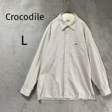 크로커다일/긴팔 셔츠/L/스트라이프 로고 마크