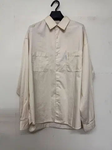 Cotton Satin L/S 셔츠 베이지 긴팔 셔츠 남성용 L 사이즈