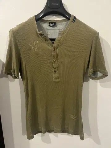 D&G 헨리넥 반팔 셔츠 XL 올리브