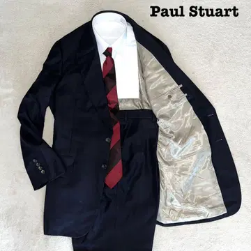 Paul Stuart 블랙 무지 AB8 2턱 수트 상하의 세트