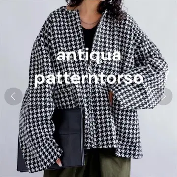 antiqua patterntorso 하운드투스 체크 노카라 자켓 블루종