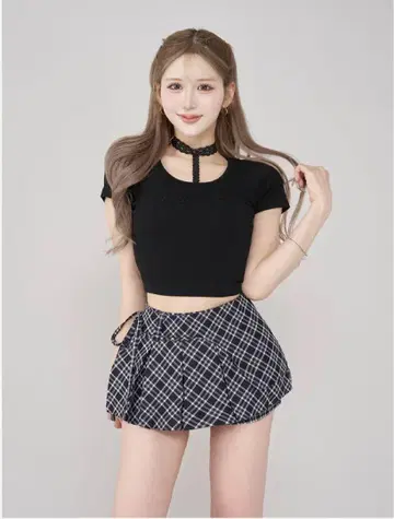 Darich 다리치 레이스 초커 컴팩트 티셔츠 블랙