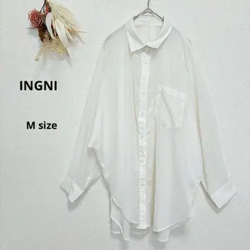 잉그 INGNI 시어 셔츠 돌먼 슬리브 M 화이트 비침