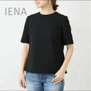 IENA 이에나 크레이프 노카라 블라우스 반팔 블랙 뒷면 지퍼