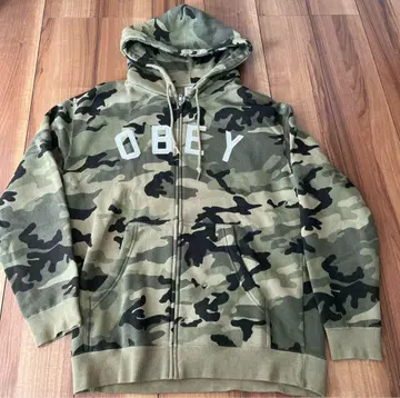 OBEY 카모 패턴 집업 후드티 M