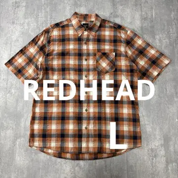 REDHEAD 코튼 체크 숏 슬리브 셔츠 L