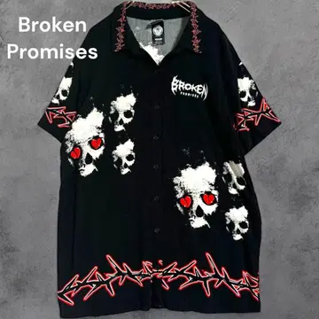 Broken Promises 남성용 블랙 스컬 셔츠 해골 알로하