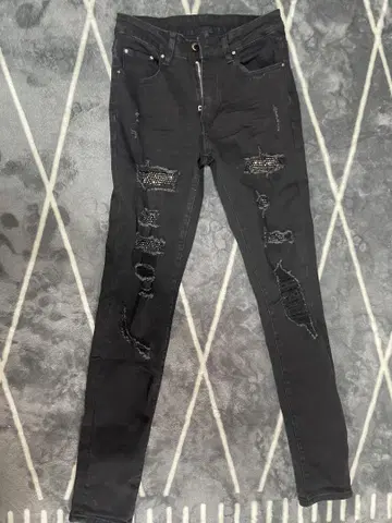 STWEAR UK 드릴 데미지 크리스탈 청바지 블랙 2