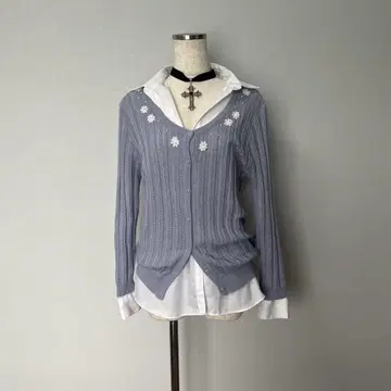 페어리 그런지 발레 코아 위시 코아 펄 꽃 가디건