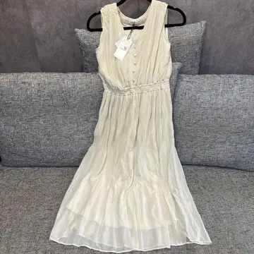 moussy 아이보리 슬리브리스 롱 원피스