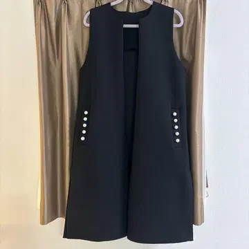 노카라 자켓 블랙 펄 버튼 장식 M~L 사이즈