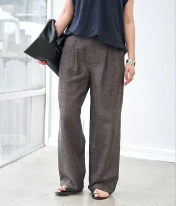 Spick and Span 린넨 같은 카라미 팬츠 브라운 사이즈 36