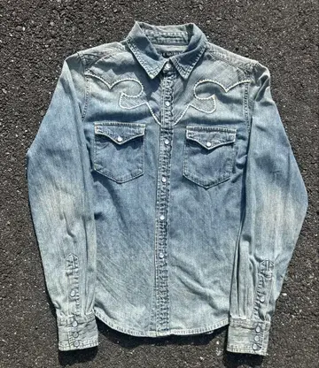 90s RALPH LAUREN 데님 셔츠 웨스턴 스타일 구제 의류 y2k
