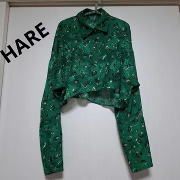 HARE 그린 레오파드 무늬 긴팔 셔츠